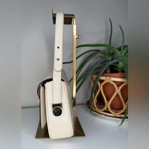 VTG 70s Bally International Cream Leather Shoulder Bag Italy Made Gold Hardware - Picture 4 of 14